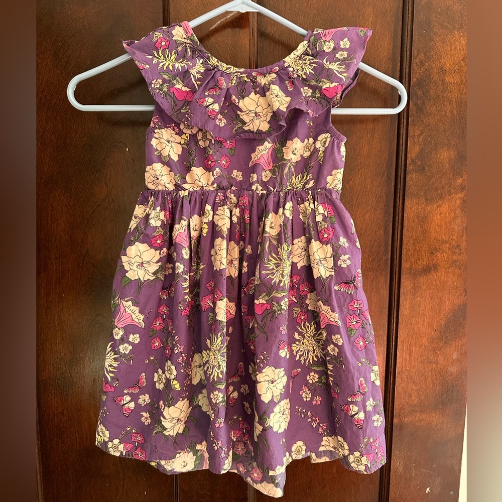 Tea Collection 4T purple wildflower girls dress with high/low hem, EUC